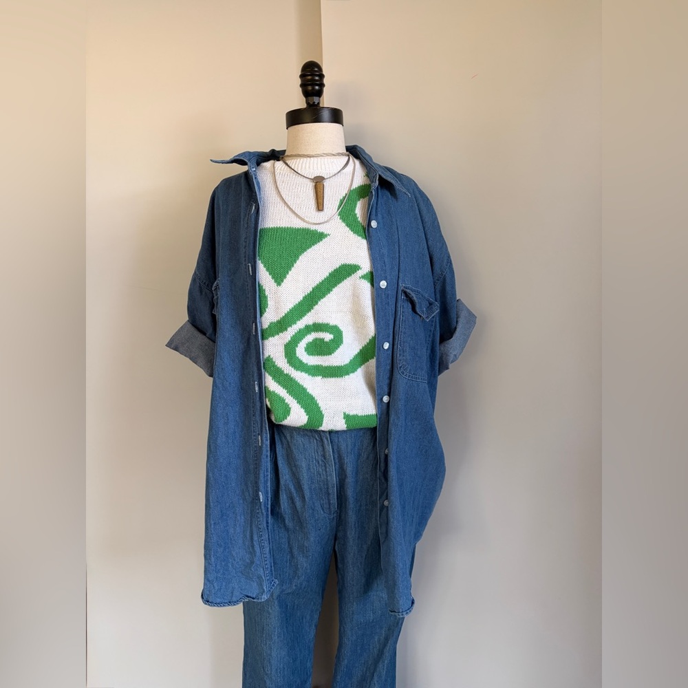 Vintage 70s COS COB Geometric Knit Sweater Dress